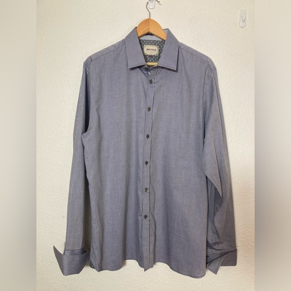 Ted Baker London Archive size 17 men’s dress shirt button front pinstriped - Picture 1 of 7